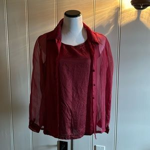 Gorgeous 100% Silk blouse - Cranberry size Small